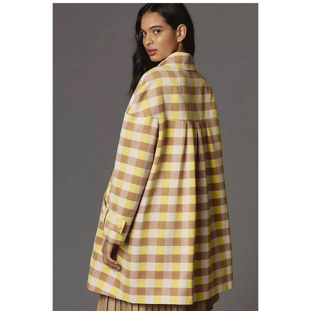 Anthropologie Maeve Yellow and Brown Gingham Coat - Picture 8 of 9